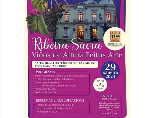 La Pequeña DO Ribeira Sacra organiza “Ribeira Sacra, vinos de altura hechos arte”, el 29 de enero en el Círculo das Artes de Lugo